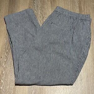 Banana Republic Hayden Pull-On‎ Pants Striped Linen Blend Blue White Size 16 EUC